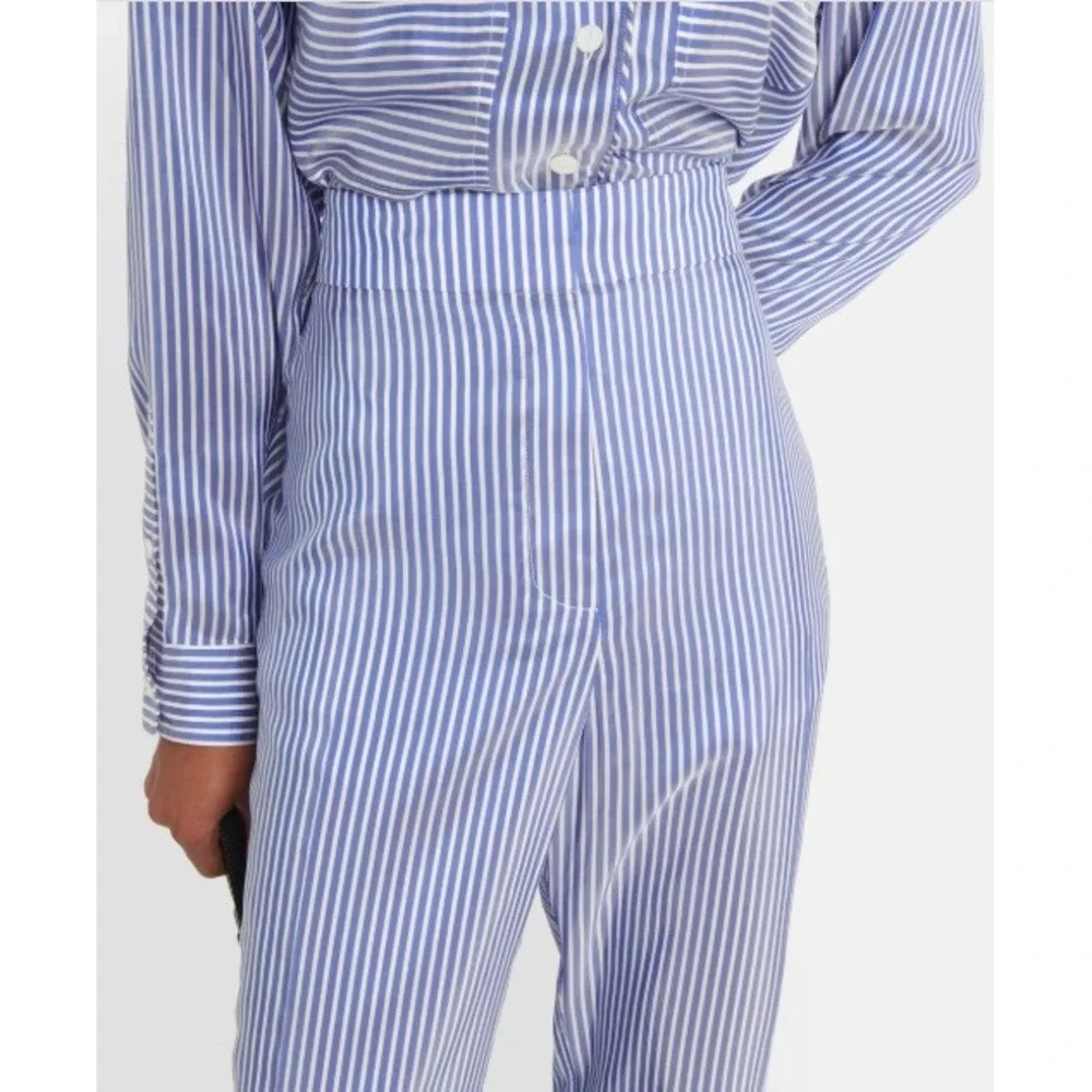 Burberry Striped High-Rise Silk‎ Wide-Leg Pants Size 4 - Picture 3 of 8